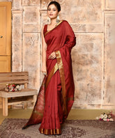 Brick Red Pure Silk Mangalagiri Saree